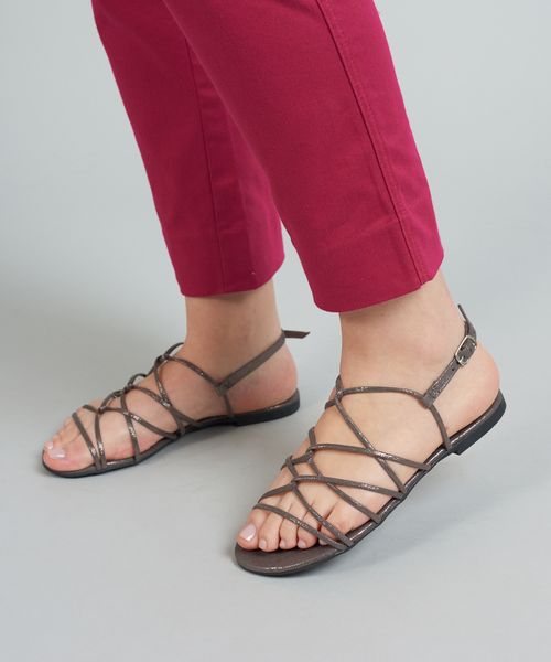 Rasteira Metalizada Entrelace - Onix