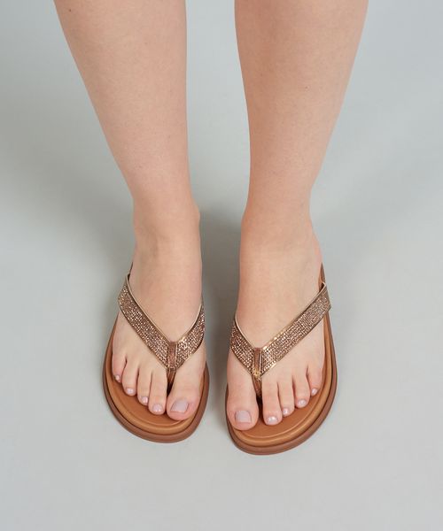 Rasteira Comfort Brilho - Bronze