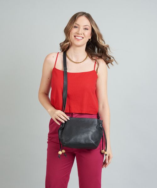 Bolsa m Couro Esferas - Preto