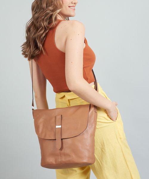 Bolsa g Couro Cris - Caramelo