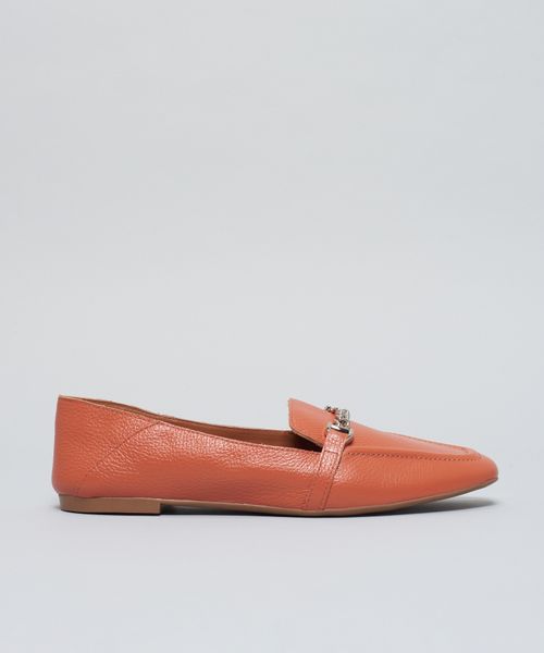 Mocassim Couro Elos Metal - Ocre