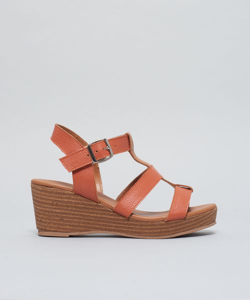 Anabela Couro Tiras - Ocre