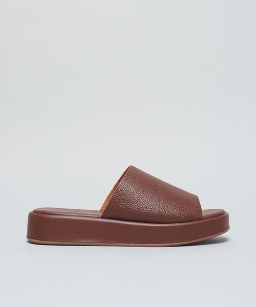 Flat Slide Couro - Chocolate