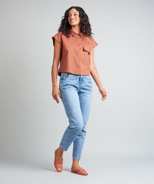 Mocassim Couro Elos Metal - Ocre