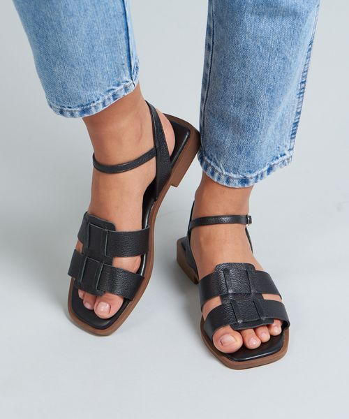 Rasteira Couro Pescador Duo - Preto