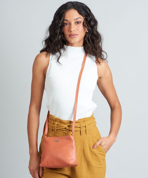 Bolsa p Couro Basiquinha - Ocre