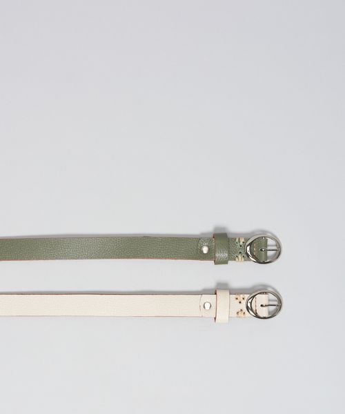Kit Cinto Couro Soul - Verde Militar/Offwhite