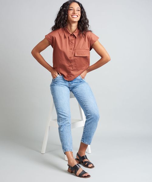 Sandalia Media Couro Recortes - Preto