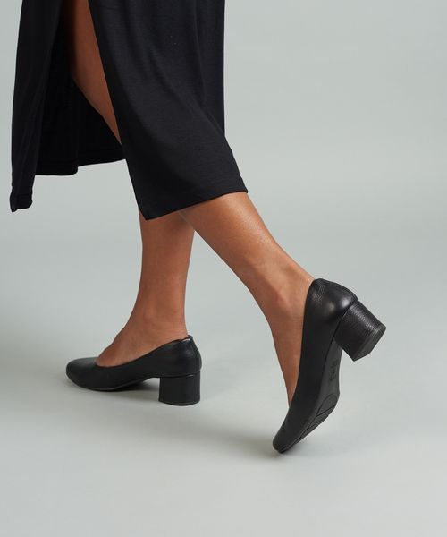 Scarpin Saltinho Couro - Preto