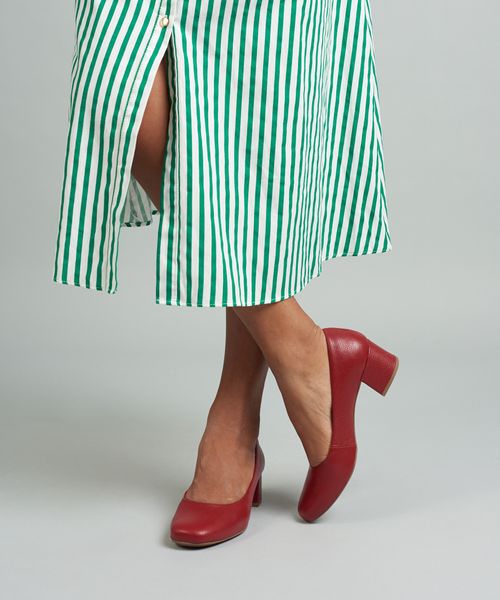 Scarpin Saltinho Couro - Merlot