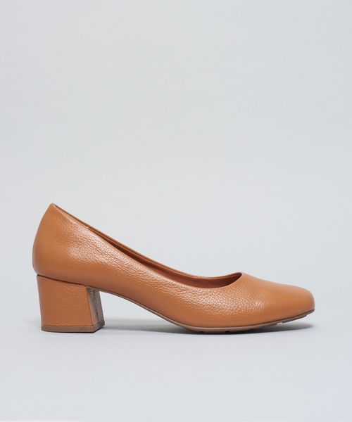 Scarpin Saltinho Couro - Caramelo