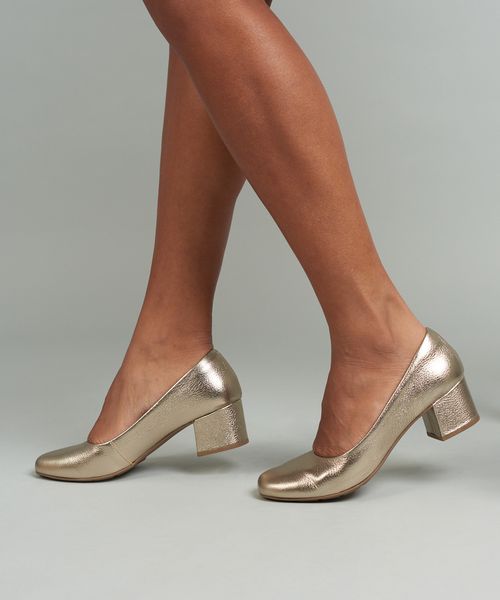 Scarpin Saltinho Couro - Prata Velho