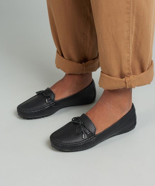 Mocassim Couro Detalhe - Preto