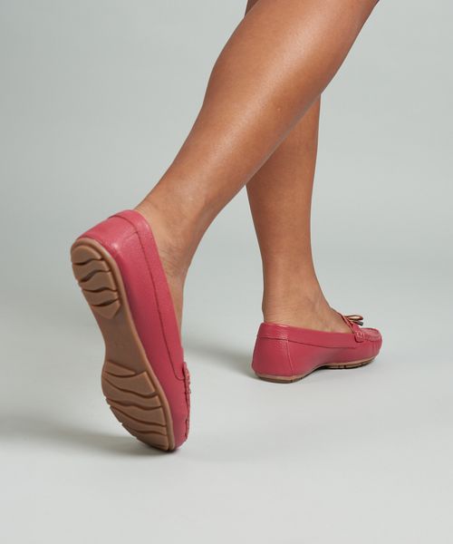 Mocassim Couro Detalhe - Cereja
