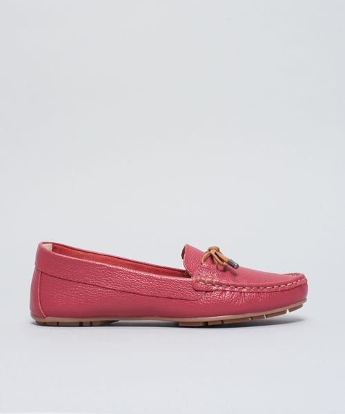 Mocassim Couro Detalhe - Cereja