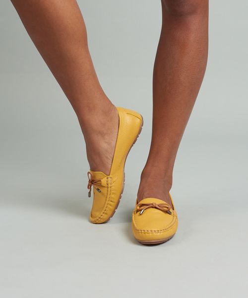 Mocassim Couro Detalhe - Mostarda