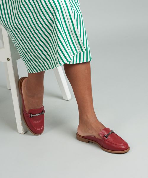 Mocassim Mule Couro - Merlot