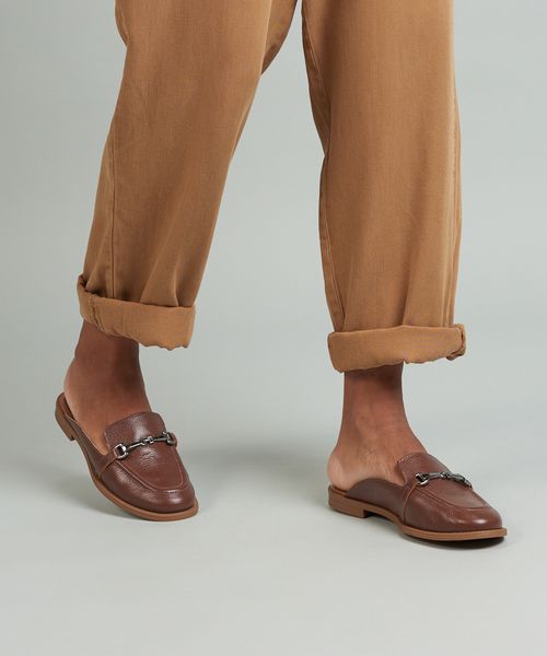 Mocassim Mule Couro - Chocolate