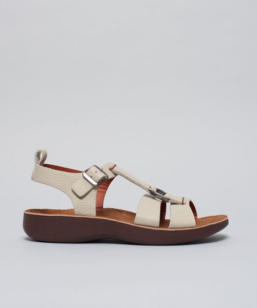 Rasteira Couro Argola - Offwhite