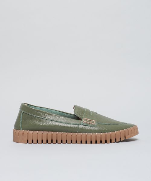 Mocassim Couro Tratorado Seleiro - Verde Militar