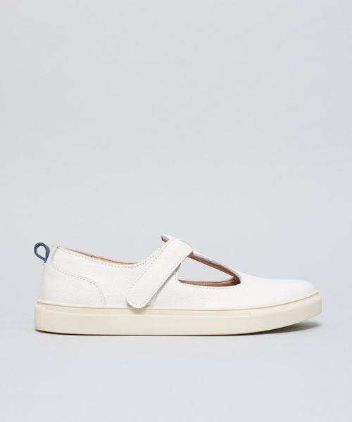 Tenis Couro Vazado Velcro - Branco