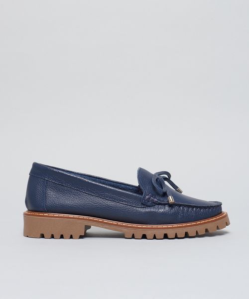 Mocassim Couro Marina - Navy