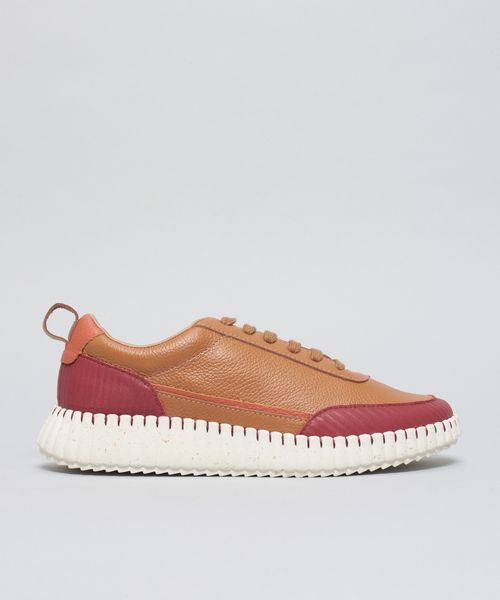 Tenis Lara Couro Cotele - Caramelo