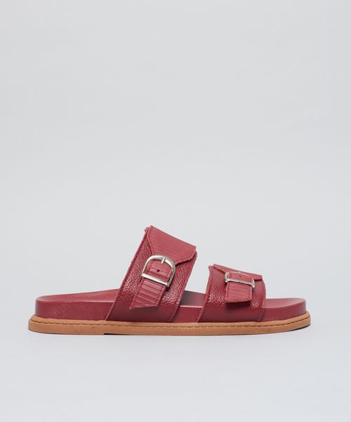 Rasteira Anatomica Couro Cotele - Merlot