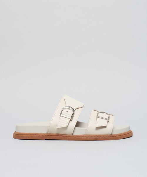 Rasteira Anatomica Couro Cotele - Offwhite