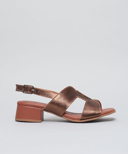 Sandalia Media Couro Bia - Bronze
