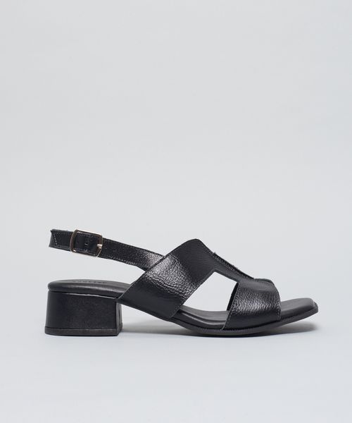 Sandalia Media Couro Bia - Preto