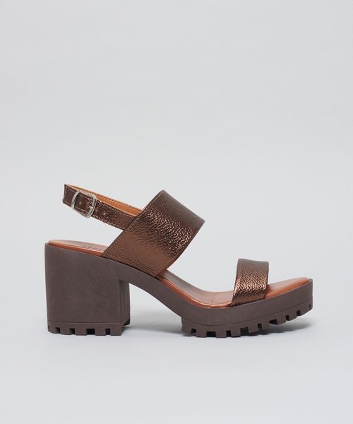 Meia Pata Tratorada Couro - Bronze