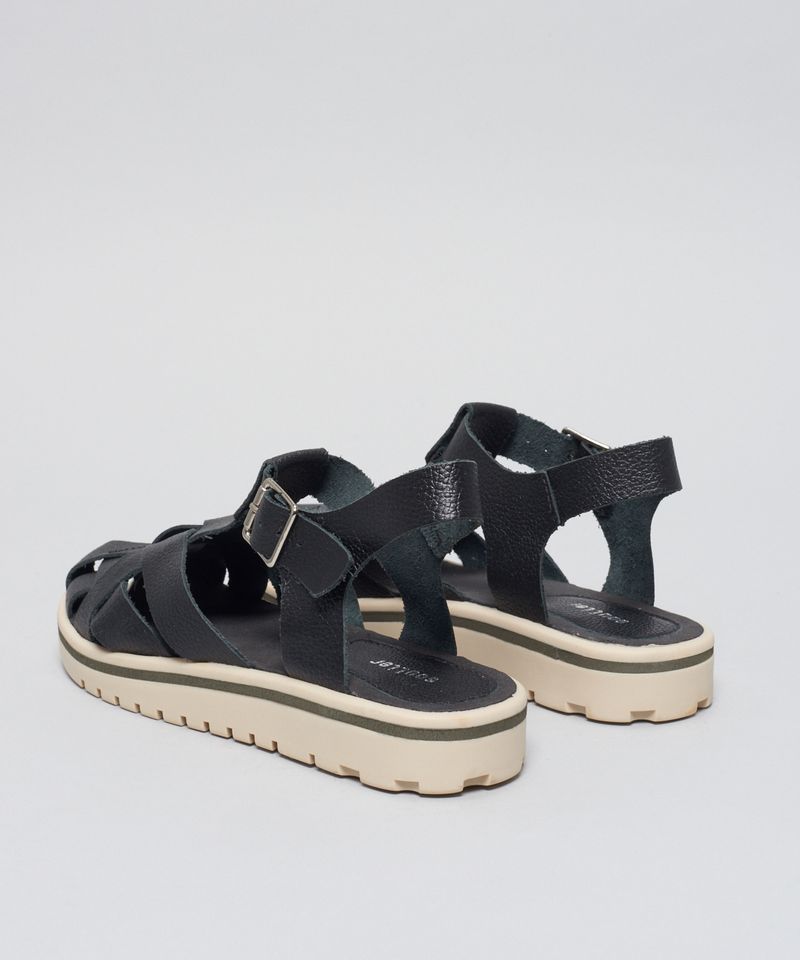 Rasteira Tratorada Entrelace - Preto/off White | Soulier