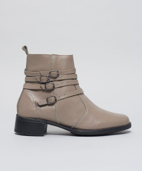 Bota Couro Multi Fivelas - Cinza