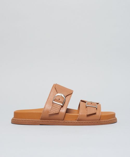 Rasteira Anatomica Couro Cotele - Caramelo