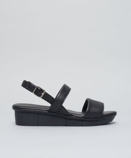 Anabela Couro Acolchoada - Preto