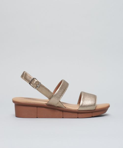 Anabela Couro Acolchoada - Prata Velho