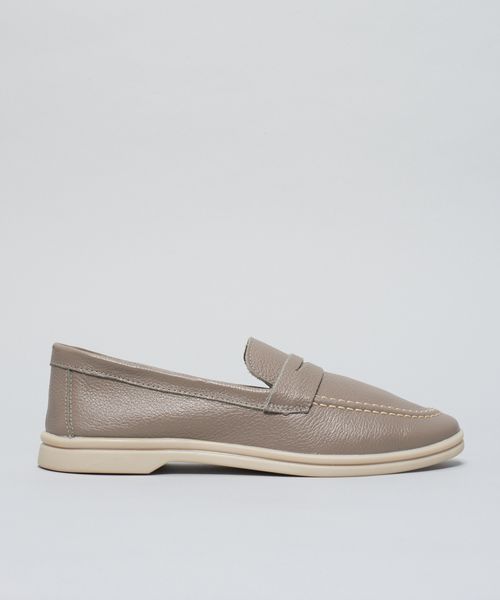 Mocassim Couro Lara - Cinza