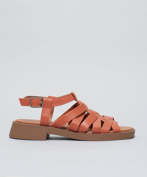 Rasteira Couro Tiras Bruna - Ocre