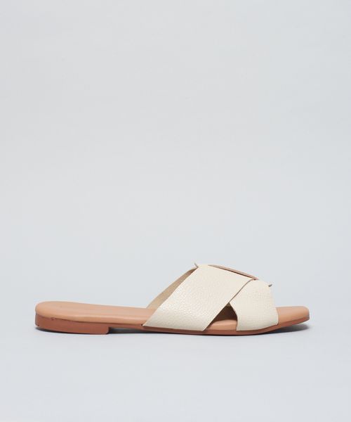 Rasteira Basica Couro Gabi - Offwhite