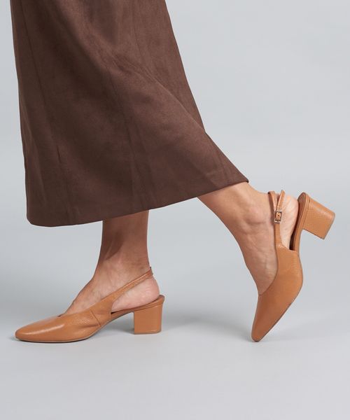 Scarpin Mule Bico Fino - Caramelo