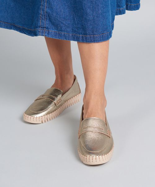 Mocassim Couro Tratorado Seleiro - Prata Velho