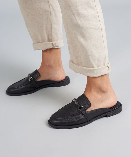 Mocassim Mule Couro - Preto