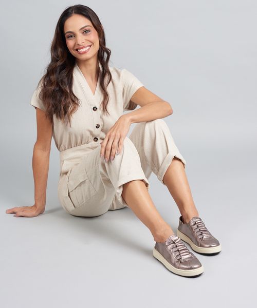Tenis Couro Casual Elastico - Onix