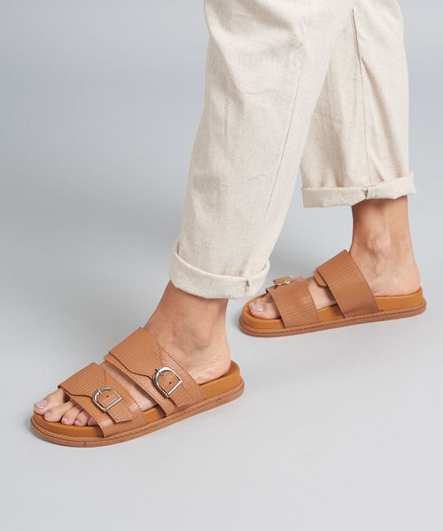 Rasteira Anatomica Couro Cotele - Caramelo