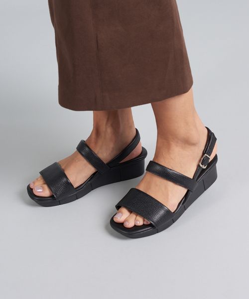 Anabela Couro Acolchoada - Preto