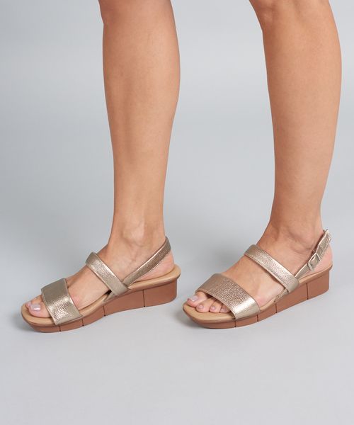 Anabela Couro Acolchoada - Prata Velho