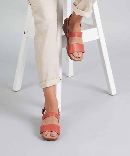 Anabela Couro Acolchoada - Ocre