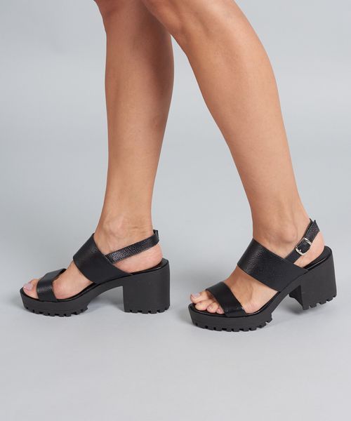 Meia Pata Tratorada Couro - Preto