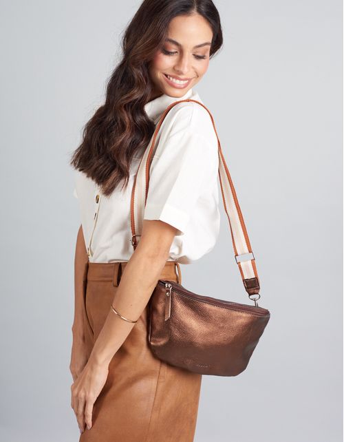 Bolsa p Couro Cadarco Listra - Bronze
